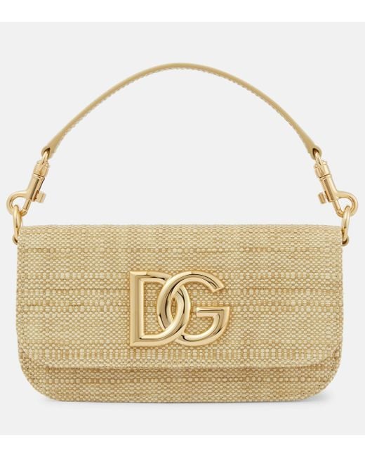 Dolce & Gabbana Metallic 3.5 Raffia Shoulder Bag