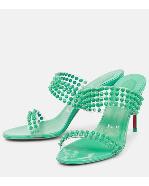 Christian Louboutin Green Spike Only 85 Pvc And Leather Sandals