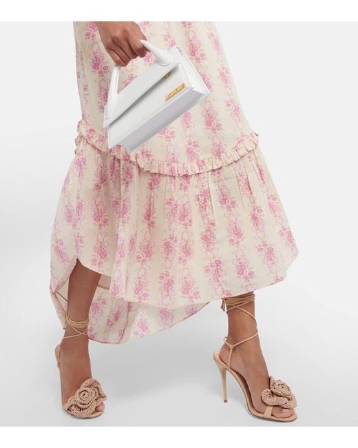 LoveShackFancy Pink Firefly Floral Cotton Midi Dress