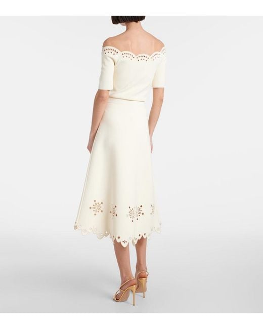 Altuzarra Natural Melly Scalloped Crepe Midi Skirt