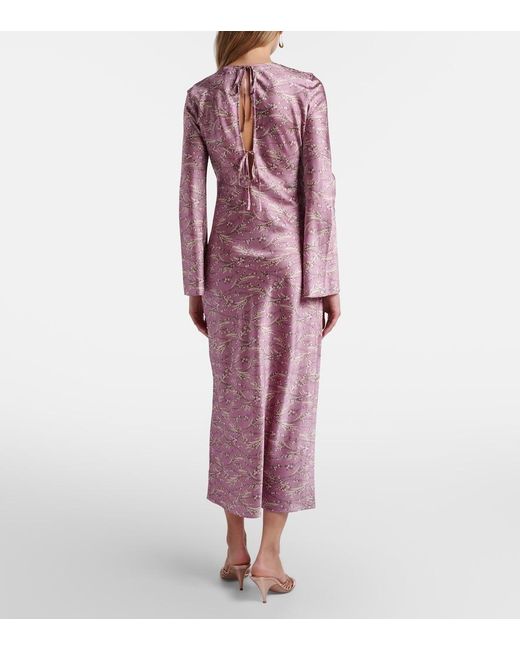 Veronica Beard Pink Gemma Floral Silk-Blend Satin Midi Dress