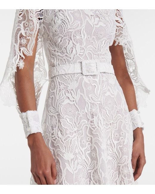 Oscar de la Renta White Floral Lace Cocktail Dress