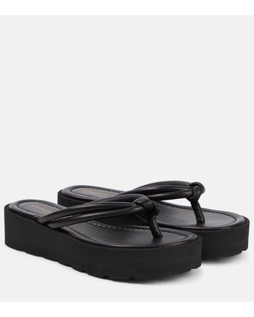 Gianvito Rossi Black Leather Thong Sandals