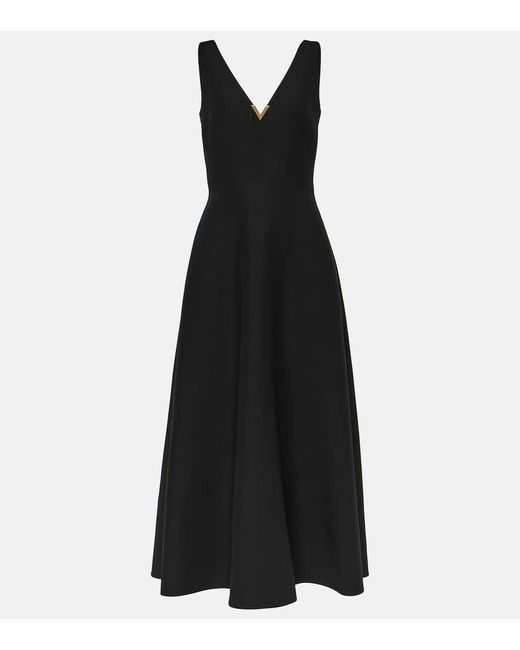Valentino Black Vgold Crepe Couture Midi Dress