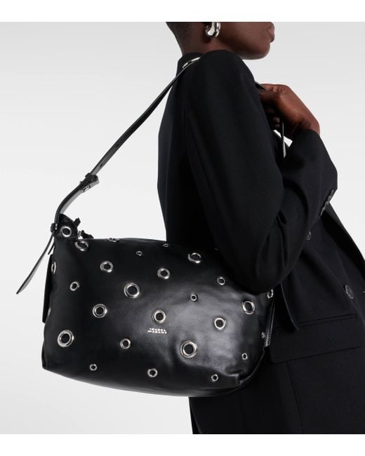 Isabel Marant Black Leyden Small Studded Leather Shoulder Bag