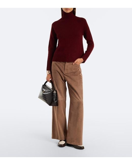 Max Mara Red Wool And Cashmere Turtleneck Sweater
