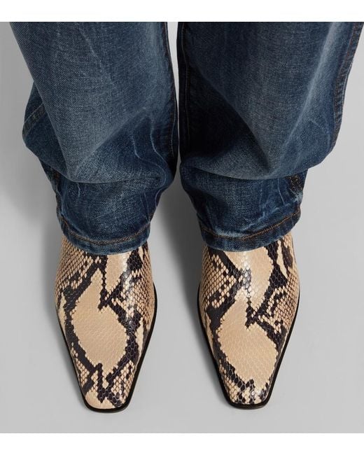 Paris Texas Natural Bettina Snake-Print Ankle Boots
