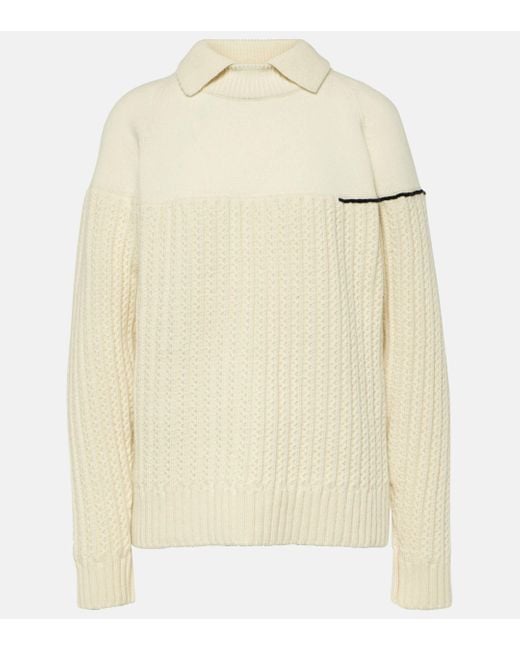 Victoria Beckham Natural Double-collar Wool Sweater