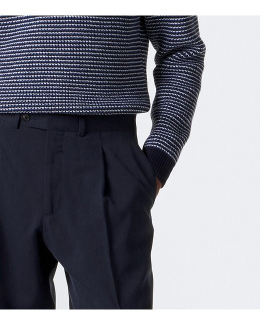 Lardini Blue Striped Wool And Cashmere Sweater for men