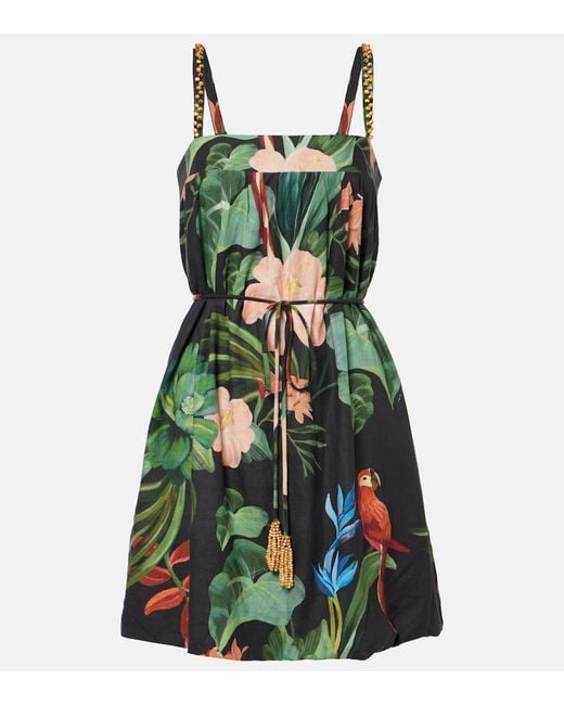 Farm Rio Green Minikleid Aus Einem Leinengemisch