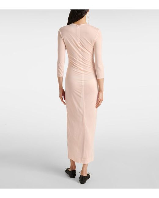 Simone Rocha Pink Embellished Mesh Midi Dress