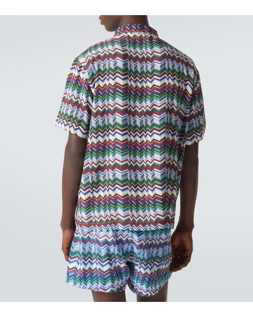Missoni Blue Zigzag Bowling Shirt for men