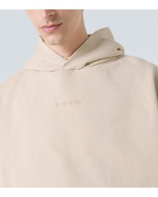 Balenciaga Natural Logo Cotton Fleece Hoodie for men