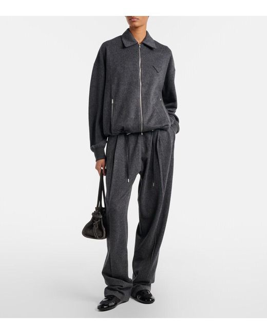 Prada Blue Wool And Cashmere Tapered Pants