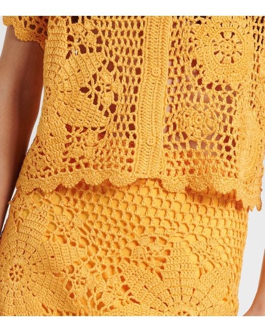 Jonathan Simkhai Yellow Macks Floral Crochet Cotton Shirt