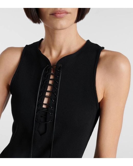 Givenchy Black Ribbed-Knit Cotton Midi Dress