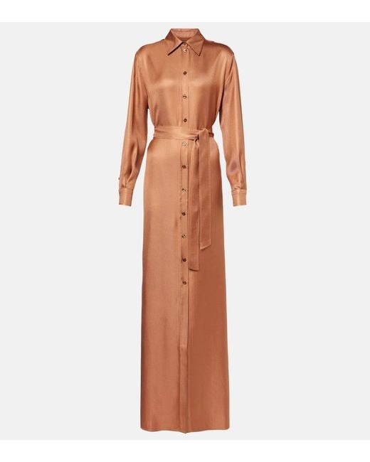 Tom Ford Brown Belted Silk Twill Shirt Dress