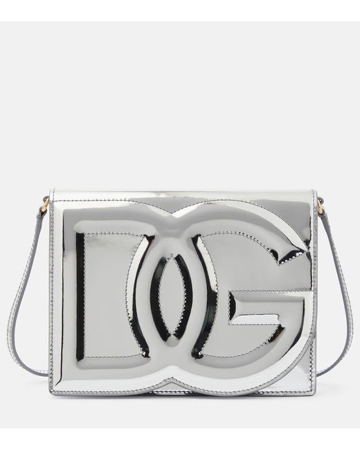 Dolce & Gabbana Schultertasche DG aus Metallic-Leder