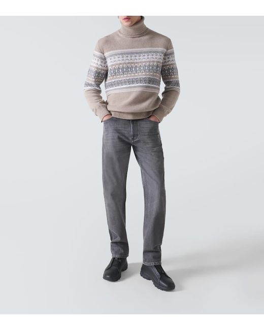 Zegna Gray Roccia Faded Straight Jeans for men