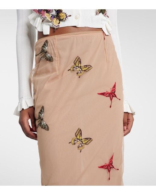 Blumarine Natural Applique Midi Skirt