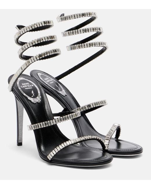 Rene Caovilla Metallic Cleo Spark Embellished Leather Sandals