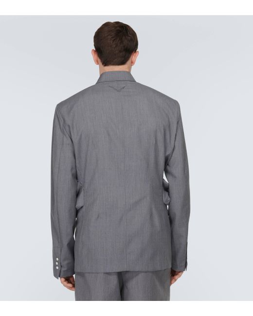 Prada Gray Wool And Mohair Shirt for men