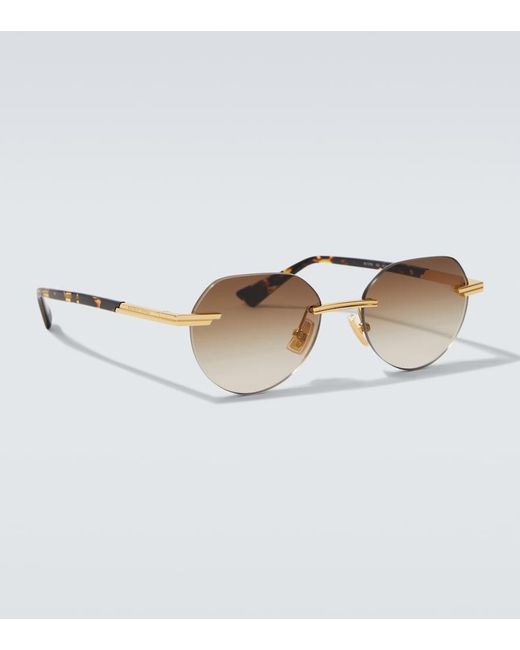 Bottega Veneta Brown Glasant Round Sunglasses for men