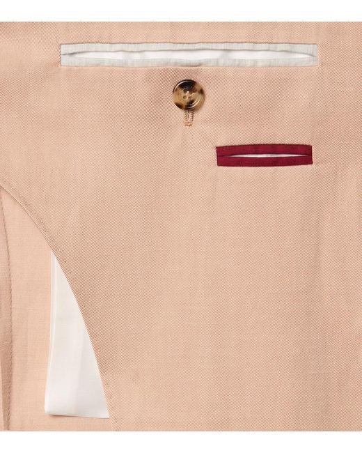 Brunello Cucinelli Natural Silk And Linen Blazer for men
