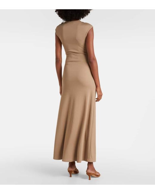 Christopher Esber Natural Mineral Stone Embellished Jersey Maxi Dress