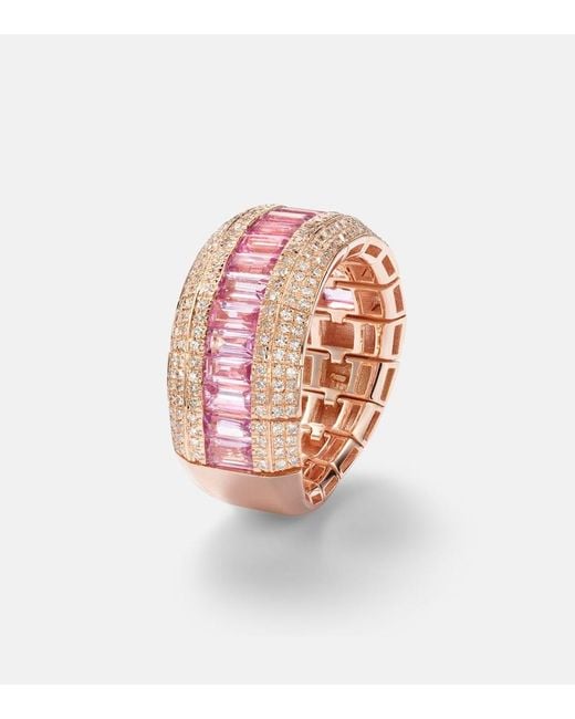 SHAY Pink 18Kt Rose Ring With Sapphire And Diamonds