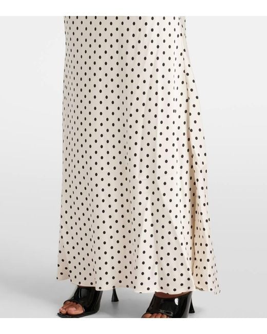 Self-Portrait White Floral-Applique Polka-Dot Satin Maxi Dress