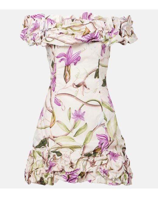 Agua Bendita Multicolor Minikleid Jardin Mutisia Aus Baumwolle