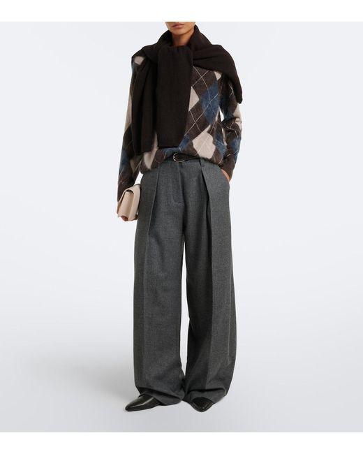 Lisa Yang Black Margy Argyle Cashmere Sweater