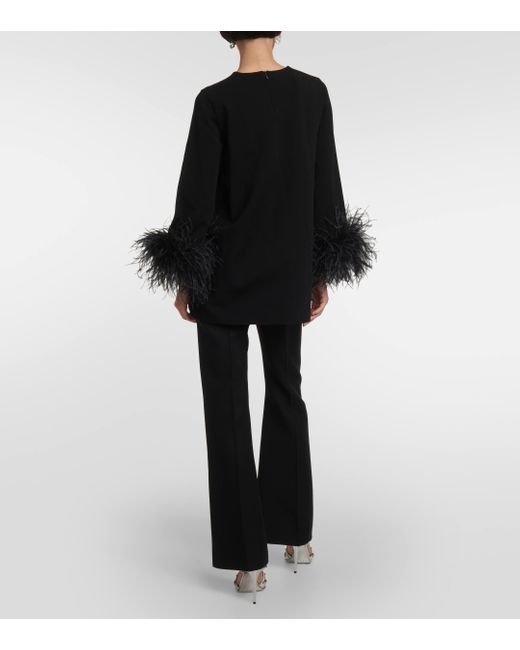 Valentino Black Feather-trimmed Blouse