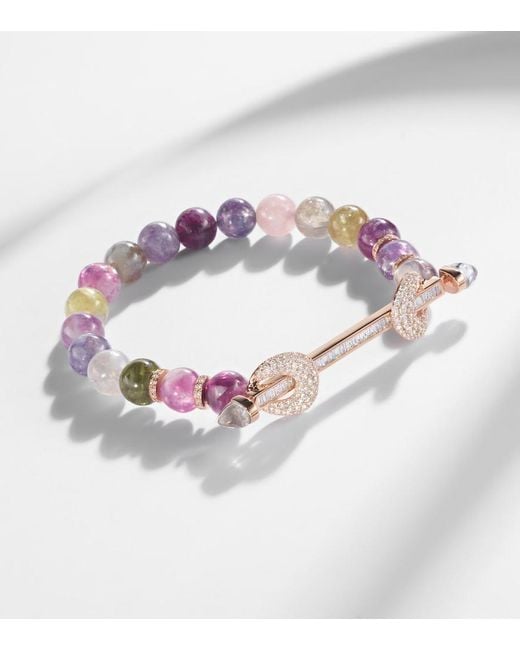 ANANYA Pink Chakra 18Kt Rose Beaded Bracelet With Gemstones