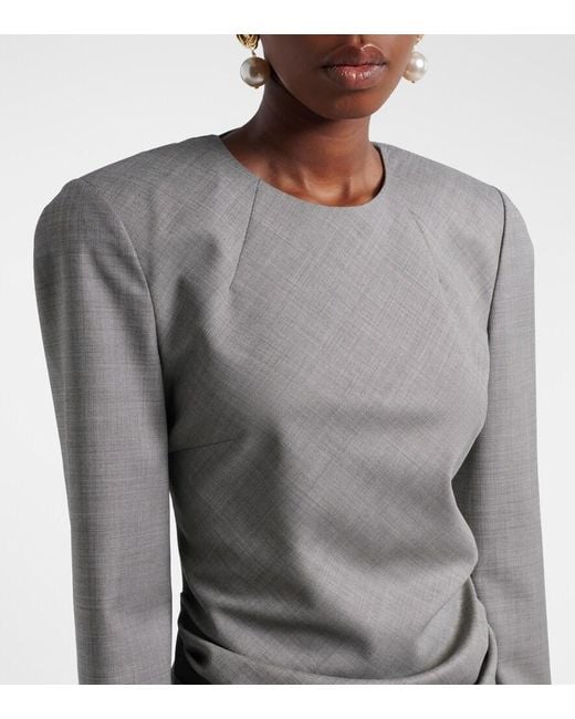 Magda Butrym Gray Draped Wool Blouse