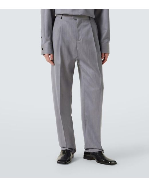 Bottega Veneta Weite Hose Aus Wolle in Gray für Herren
