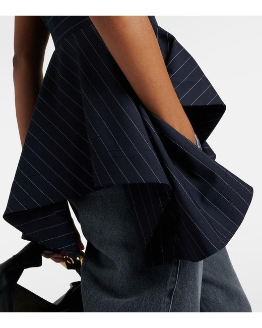 J.W. Anderson Blue Peplum Wool-Blend Top