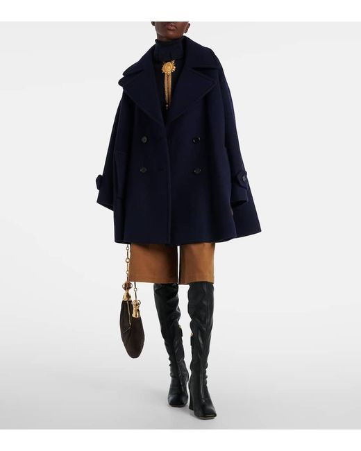 Chloé Blue Rollkragenpullover Aus Baumwolle Und Wolle