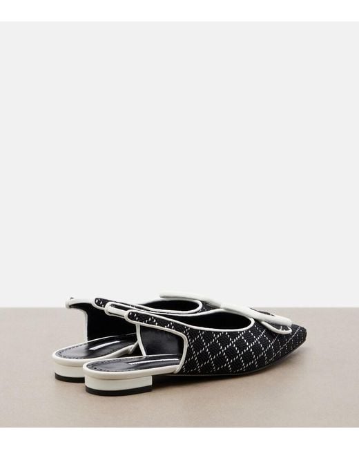 Manolo Blahnik Black Maylura Raffia-Effect Slingback Flats