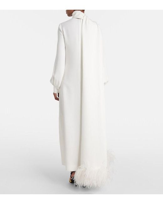Valentino White Cady Couture Scarf-Detail Gown