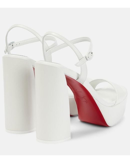 Christian Louboutin White Movida Jane 130 Leather Platform Pumps