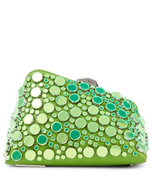 The Attico Midnight Studded Leather Clutch in Green | Lyst