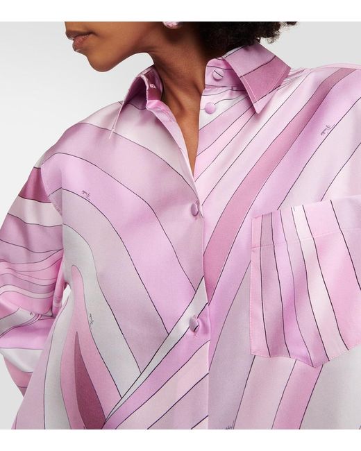 Emilio Pucci Pink Hemd Iride aus Seiden-Twill