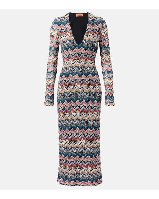 Abito Midi Con Lame A Zig-Zag di Missoni in Multicolor