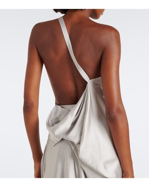 Vivienne Westwood White Glossa Draped One-Shoulder Satin Maxi Dress