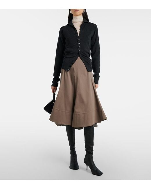 Proenza Schouler Brown Janan Cotton-Blend Sateen Midi Skirt