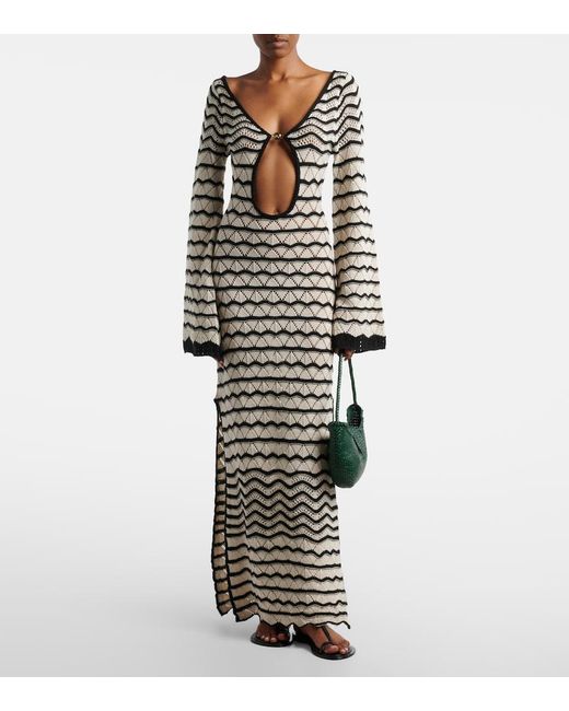 Bananhot White Rey Crochet Cotton-Blend Maxi Dress