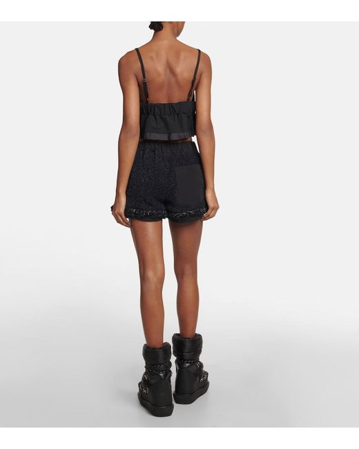Sacai Blue Drawstring Tweed Shorts