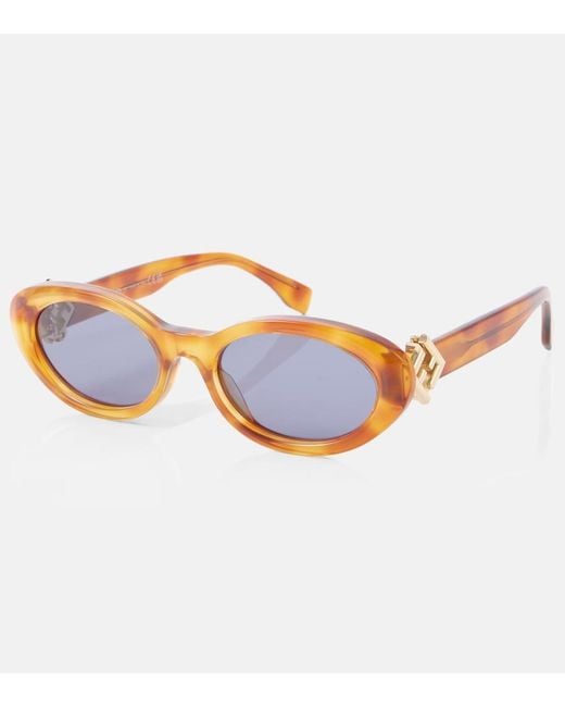 Fendi Blue Ff Diamonds Oval Sunglasses